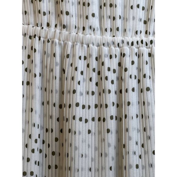 Club Monaco Womens Dress Pleated Polka Dot 3/4 Sleeves Ivory Sheer Dress Size S - Picture 10 of 15